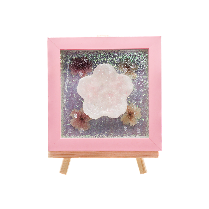Žltý drevený rám Umelecká lampa Cherry Blossom-Yozakura Rain