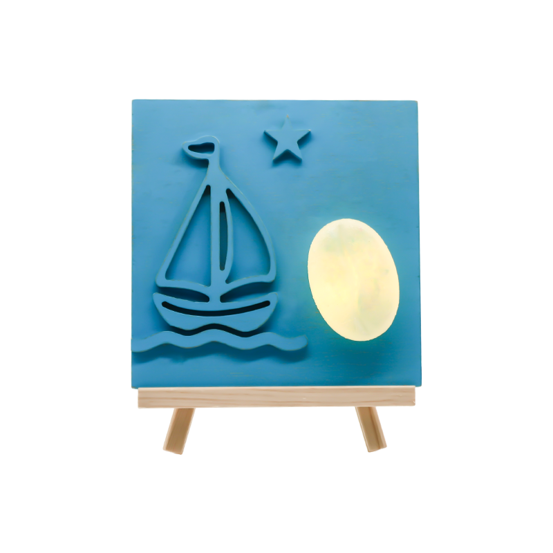 Ocean Color Plachetnica Bamboo Carved Wood Lampa - Sail Shadow Baking