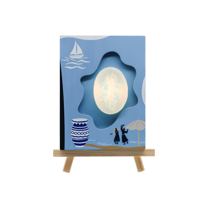 Ocean Wind Turing Coffee Bean Relief Drevená umelecká lampa-Svetlo lásky mora