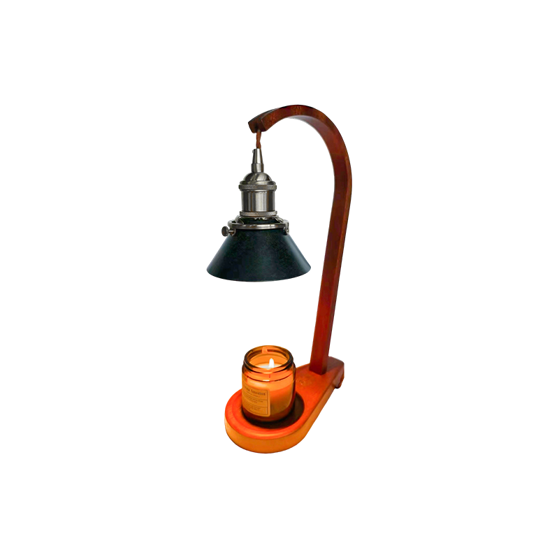 Sviečková teplejšia lampa s čiernym kužeľovým tienidlom - závojové svetlo