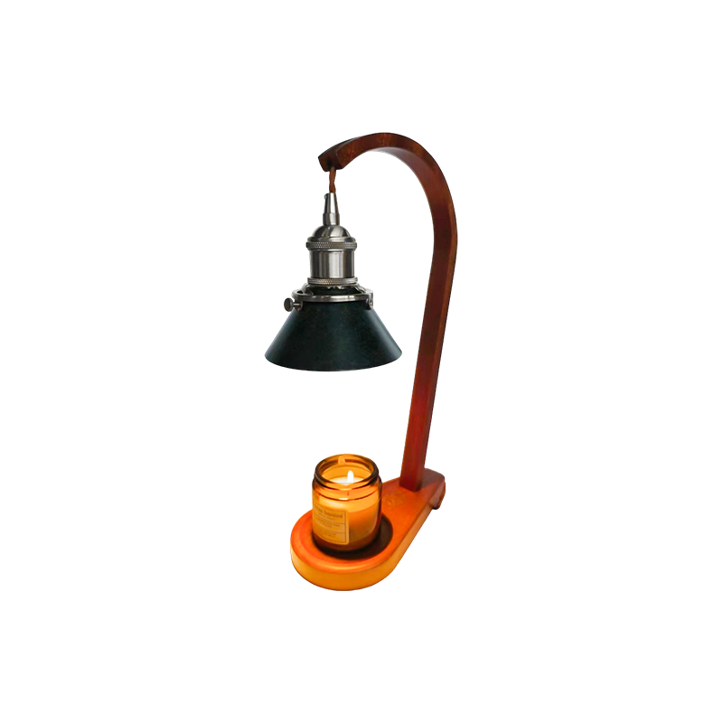 Sviečková teplejšia lampa s čiernym kužeľovým tienidlom - závojové svetlo